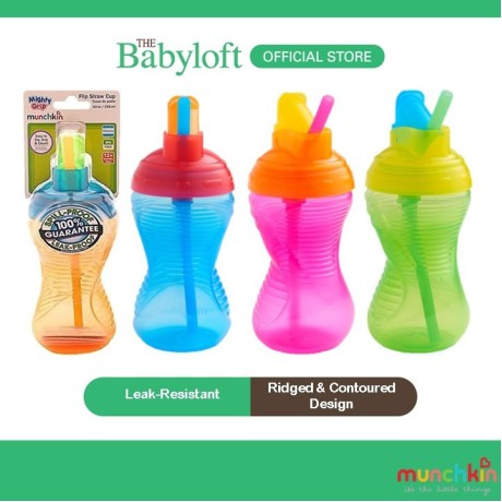 Munchkin Mighty Grip Flip Straw Cup 10oz 12+ Months 1pack (Remark for Colour)