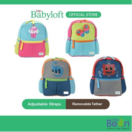 Little Bean Kids Backpack With Harness School Bag (Butterfly/ Cupcake/ Dinos/ Robot) Anti-Lost Rope