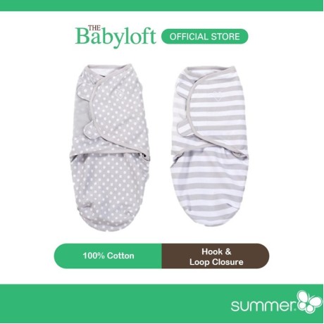 Summer Infant SwaddleMe Original Swaddle (2 pack) (Grey Dot & Grey Stripe) (Small-Medium)