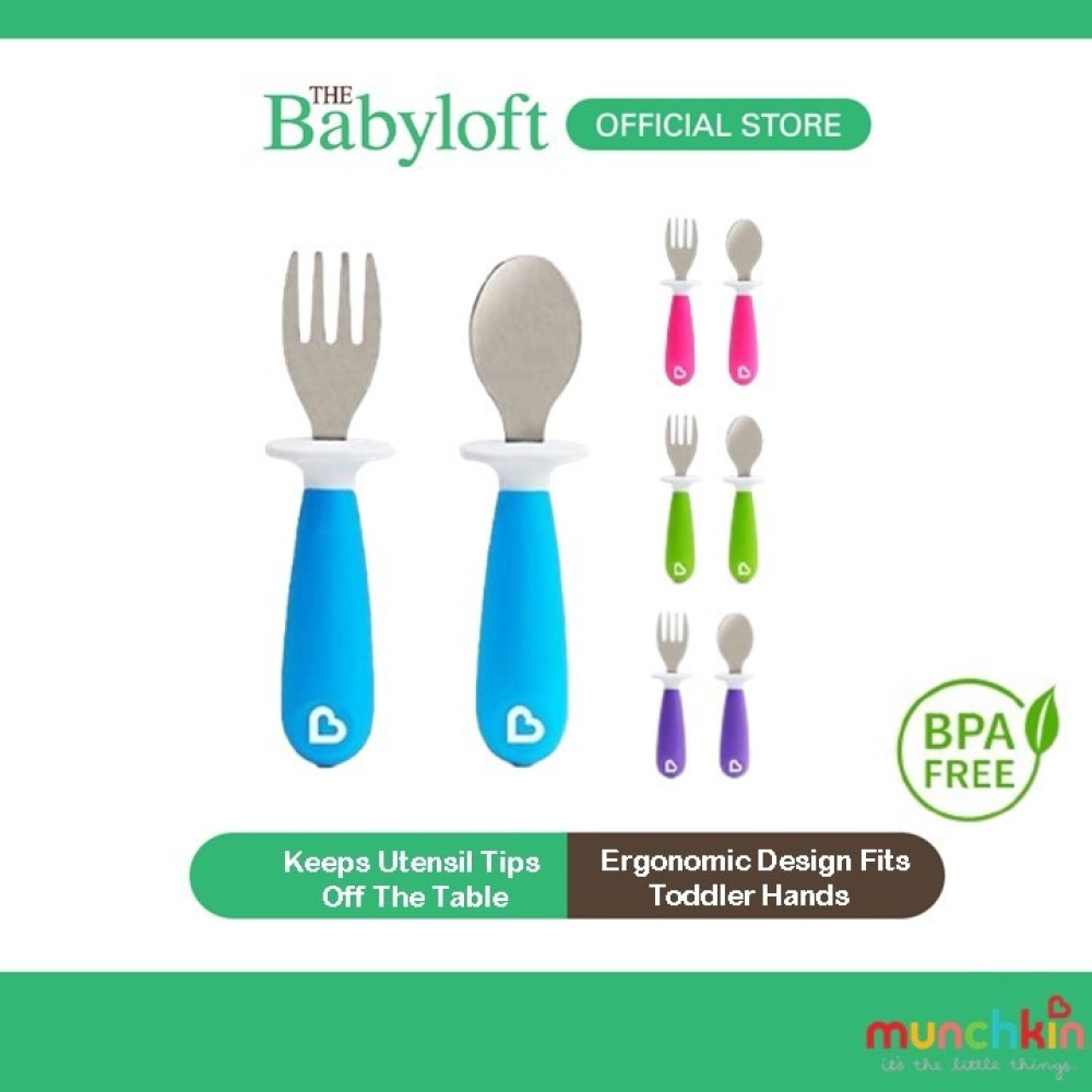 MUNCHKIN Raise Toddler Baby Fork & Spoon Set (1 spoon and 1 fork )