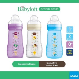 ￼MAM Easy Active Baby Bottle (270) with Medium Flow Silicone Teat (Single Pack)