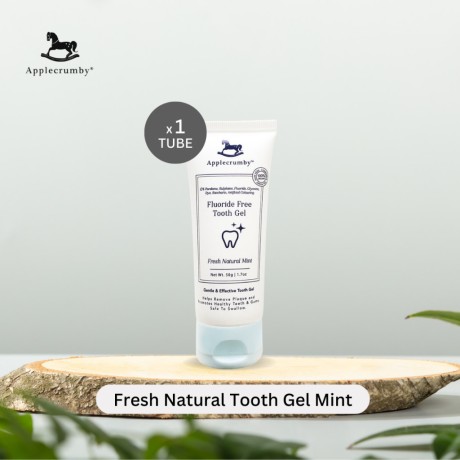 Applecrumby All Natural Tooth Gel With Fluoride Free Baby Toothpaste Relief From Gum Pain Natural Mint (50ml)