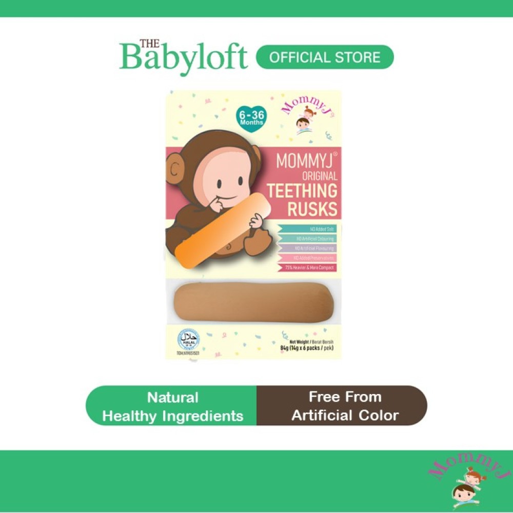 Mommyj Original Baby Teething Rusks for 6+ Months Baby (6 x 14g)