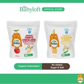 Little Bellies Organic Noughts & Crosses Kids Snack 35g (Cheddar Cheese & Pea/Tomato, Cheese & Basil) (Age: 12 months+)