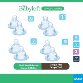 MAM Teats For SkinSoft Silicone Nipples for Baby Bottles - (Size 1, 2, 3 & X) (Pack of 2)