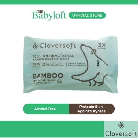 Cloversoft Unbleached Bamboo Organic Antibacterial Wipes (15S / 40S)