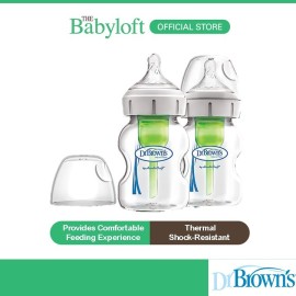 Dr. Brown’s Natural Flow Anti-Colic Options+ Wide-Neck Glass Baby Bottle (5oz/150ml Twin pack / 9oz/270ml single pack)