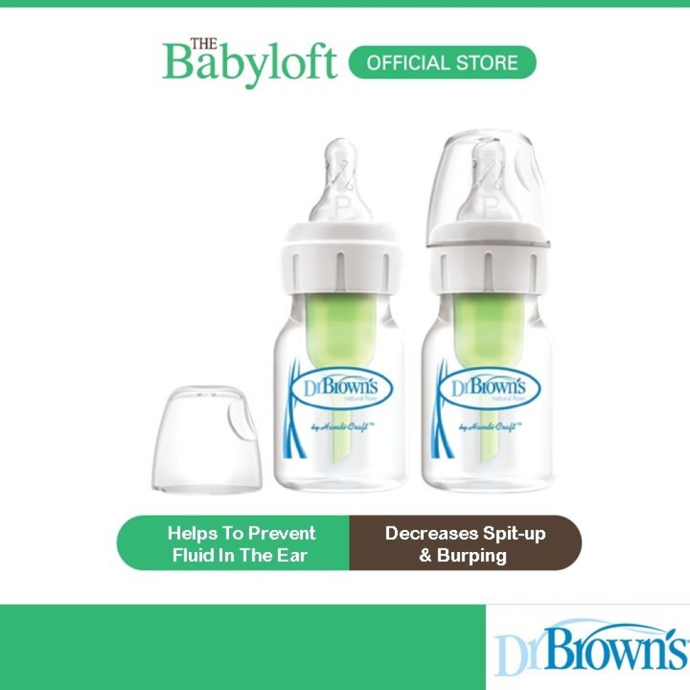 Dr. Brown’s Natural Flow Anti-Colic Narrow-neck Bottle, 2oz/60mL with Preemie Flow Nipple, 2-Pack, 0m+