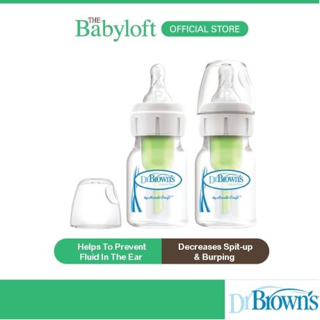 Dr. Brown’s Natural Flow Anti-Colic Narrow-neck Bottle, 2oz/60mL with Preemie Flow Nipple, 2-Pack, 0m+