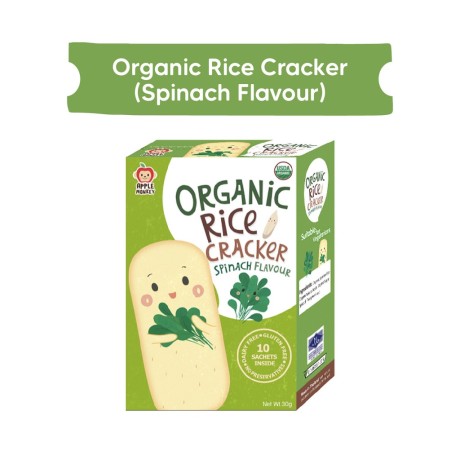 Apple Monkey Organic Baby Rice Crackers - Spinach