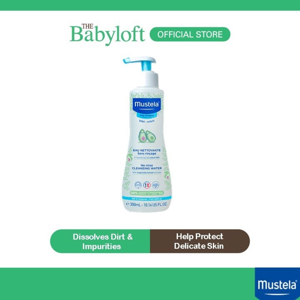 Mustela Baby Kids No-Rinse Cleansing Water With Organically Farmed Avocado: Cleans face, body & diaper area (300ML)