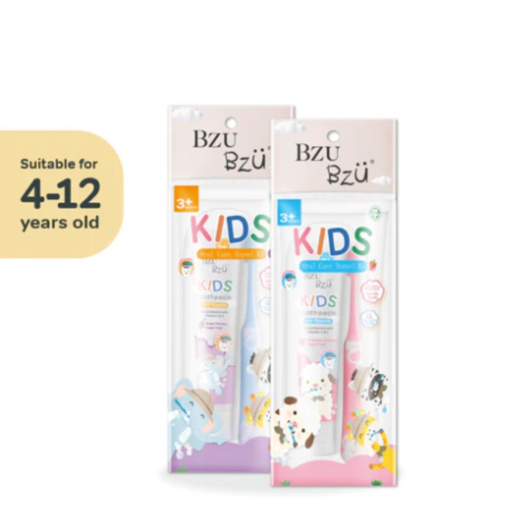 BZU BZU Kids Oral Care Travel Kit for (3+ Years) - Toothpaste + Toothbrush