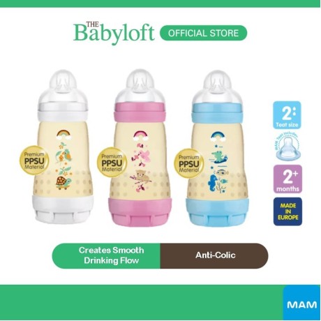 ￼MAM Easy Start Anti Colic PPSU Bottle (260ml) with Medium Flow Silicone Teat