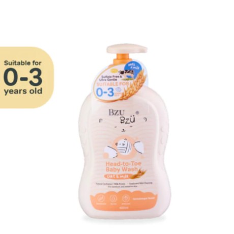 BZU BZU Head to Toe Baby Wash Oat & Milk (600ml) - For Newborn & Sensitive Skin