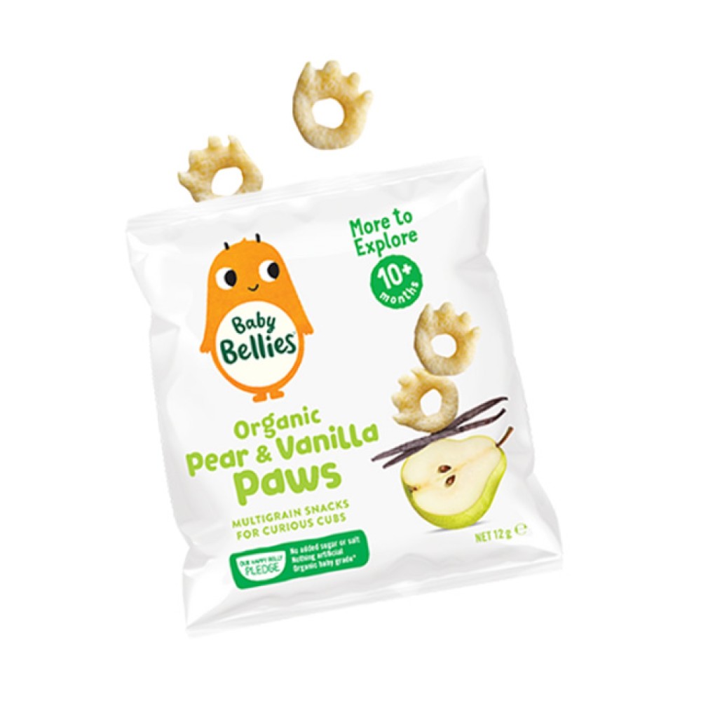 Little Bellies Organic Pear & Vanilla Paws Baked Multigrain Baby Snack 12g (Age: 7 months+)