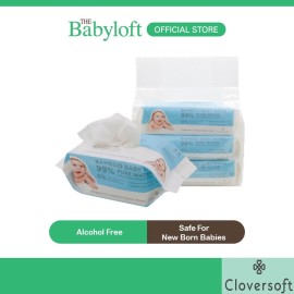 Cloversoft Unbleached Bamboo Organic Pure Water Baby Wipes - Safe For New Born Babies