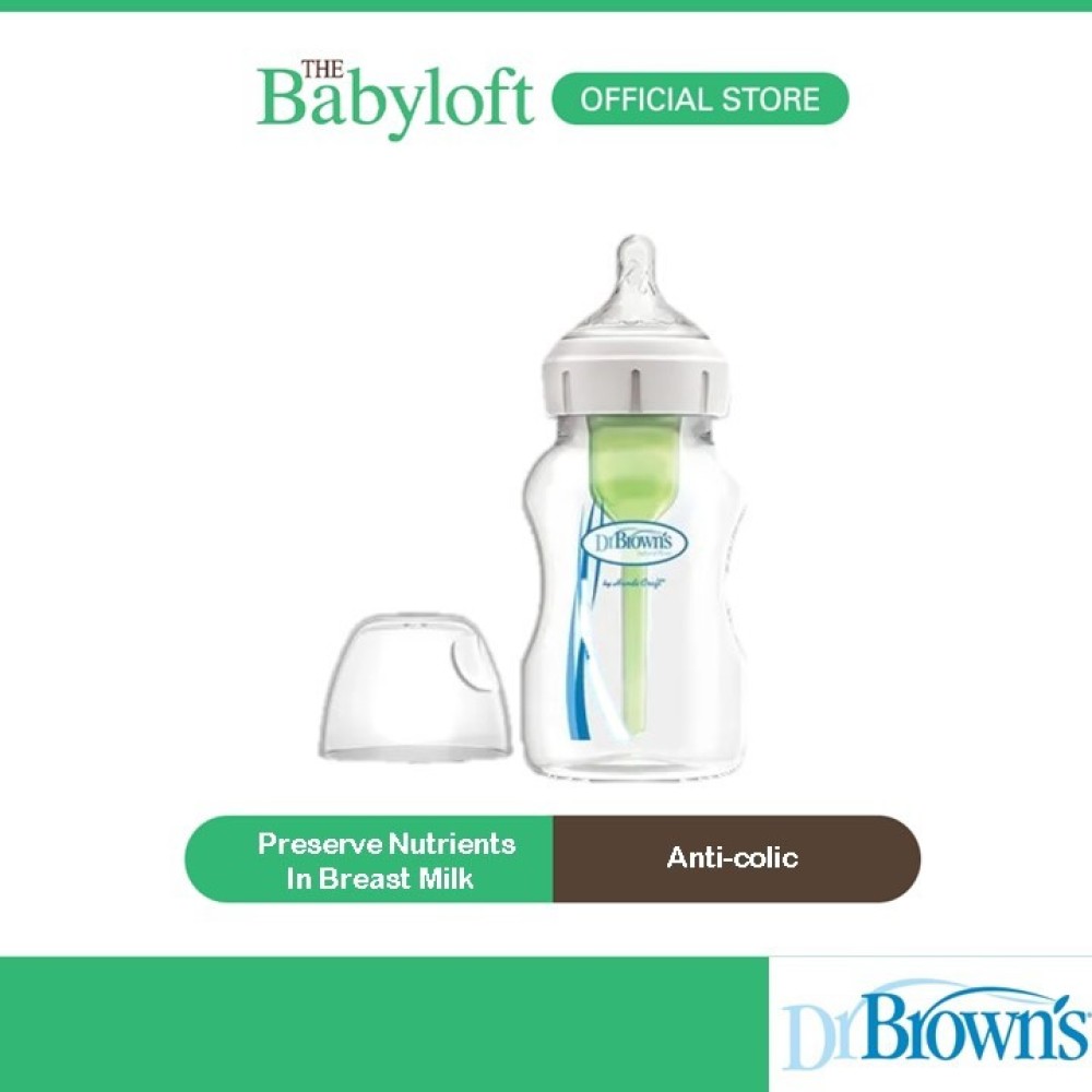 Dr Brown's 11oz/330ml PP Wide Neck Options+ Baby Feeding Bottle with Level 2 Teats