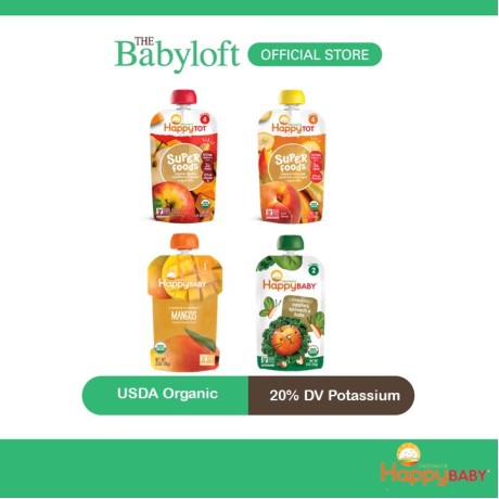 Happy Baby Superfoods Organic Food Puree Series For 6 Months+ Baby - Apple/Banana/Mango/Spinach