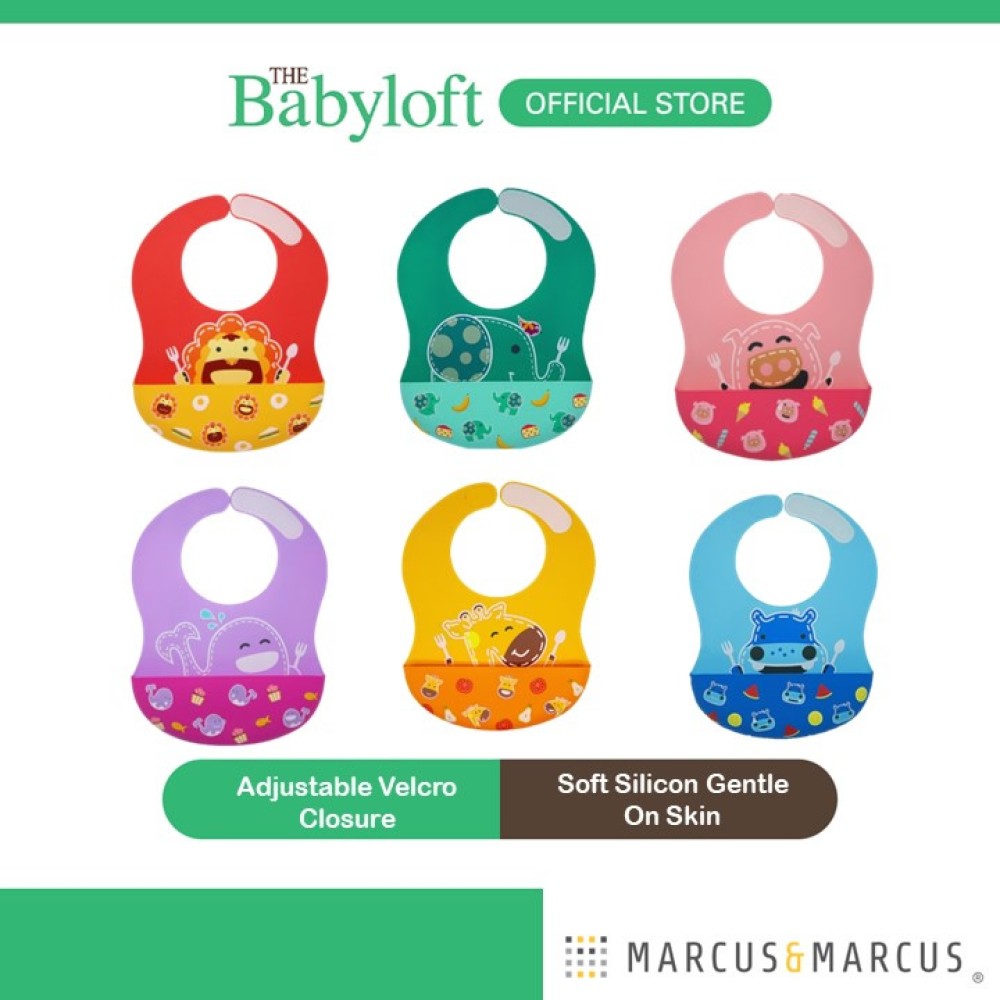 Marcus & Marcus Wide Coverage Silicone Baby Bib (Age: 6m+)