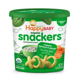 Happy Baby Snackers Series Baby Kids Organic Baked Grain Snack (Creamy Spinach & Carrot) (Age: 8 months+)