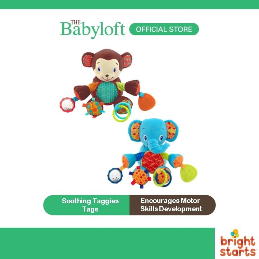 Bright Starts Bunch-O-Fun Plush Activity Toy For 3 Months and Above (Monkey/ Elephant)