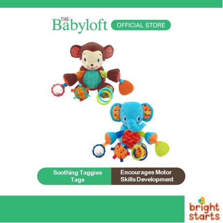 Bright Starts Bunch-O-Fun Plush Activity Toy For 3 Months and Above (Monkey/ Elephant)