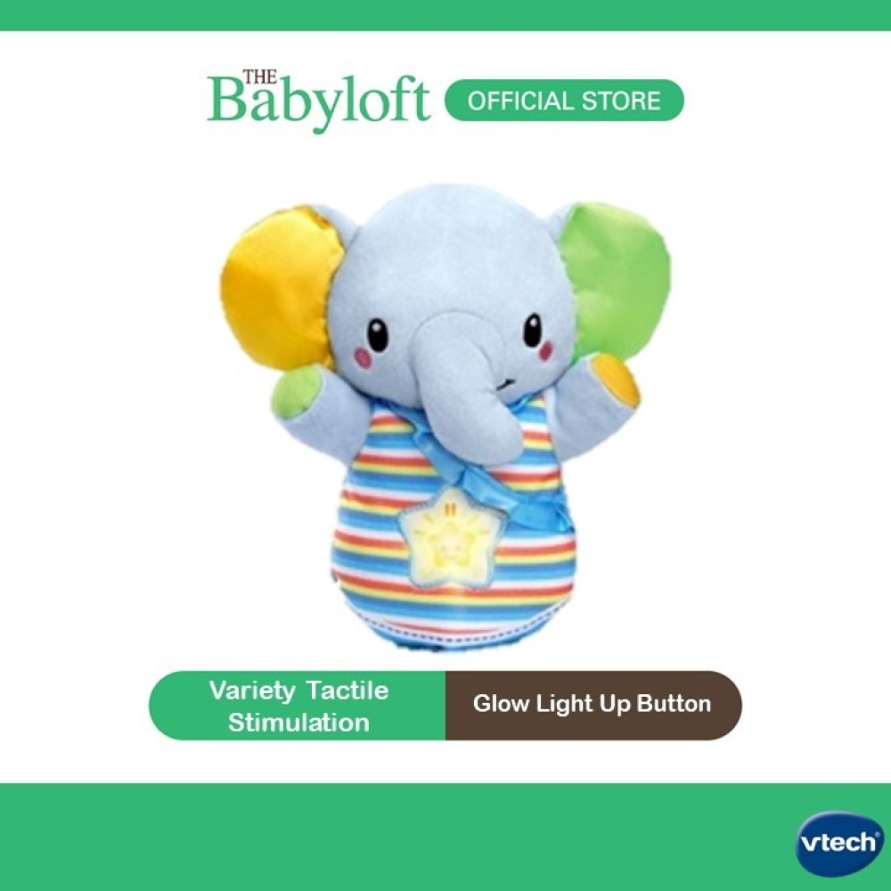 Vtech Washable Soothing Plush Toys Glowing Lullabies Elephant Blue For New Born Baby Boys/Girls - Blue