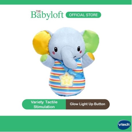 Vtech Washable Soothing Plush Toys Glowing Lullabies Elephant Blue For New Born Baby Boys/Girls - Blue