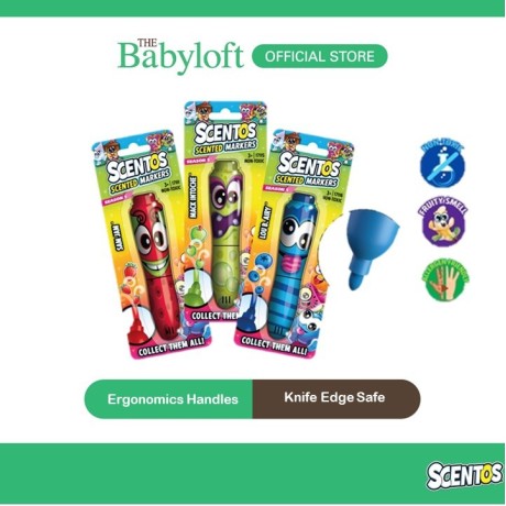 Scentos Scented Bullet Tip Marker Pen Drawing Marker Pen - Blueberry/Strawberry/Green Apple