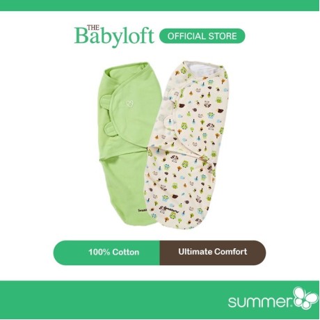 Summer SwaddleMe Adjustable Infant Wrap 3-6 months (2pack) (Woodland Friends) (Small-Medium)