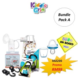 [ Bundle Pack A ] Tiny Touch Breast pump set , Baby food feeder , Swaddle and Sitsafe Hook set